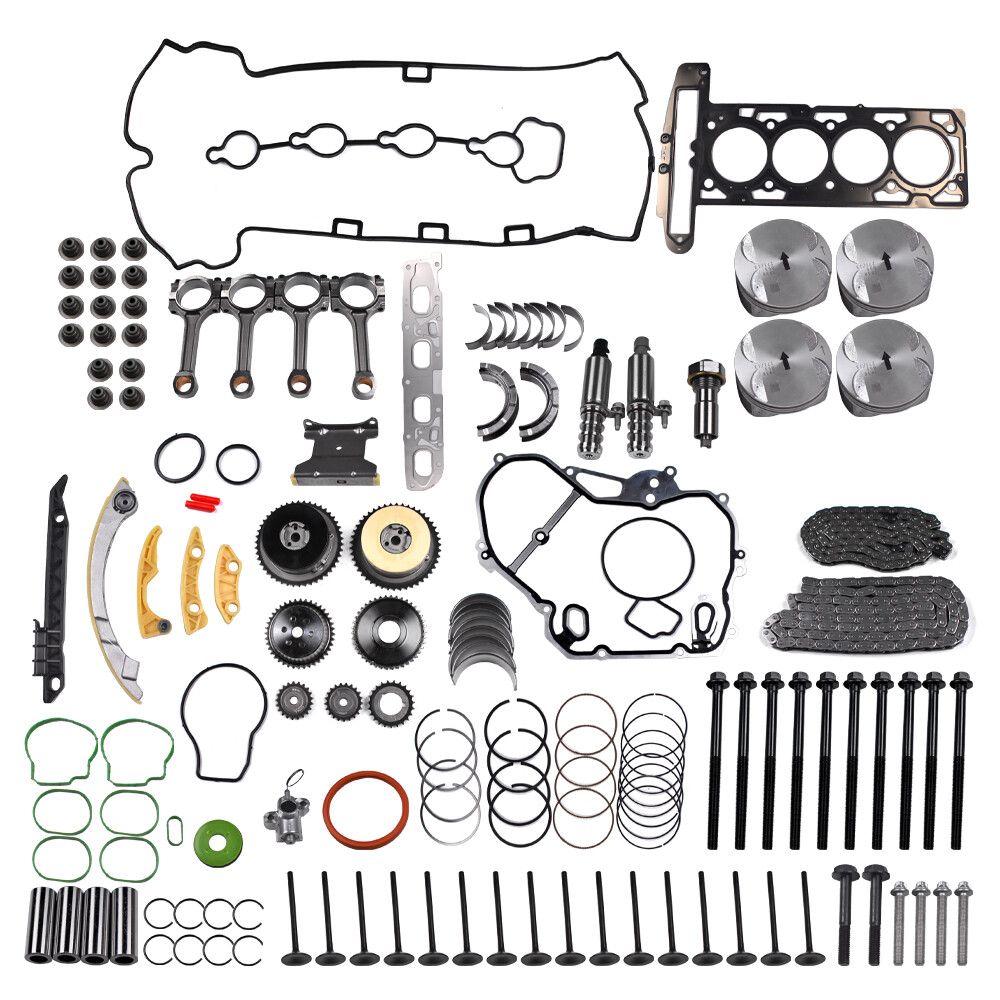 2.4L Engine Overhaul Rebuild Kit w/ Rods & Timing Chain VVT for Chevy Buick GMC