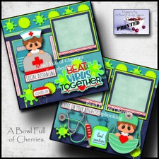 QUARANTINE HEALTHCARE NURSE DOCTOR 2 premade scrapbook pages prints CHERRY 0138