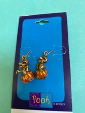 Vintage Tigger Pumpkin Winnie The Pooh Disney  Drop Pierced Earrings New On Card
