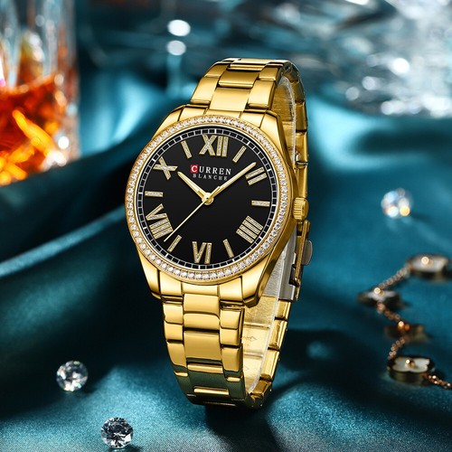 CURREN Women Watch Rhinestone Girl Watches Roman Numerals Office Lady Wristwatch - Bild 8 von 26