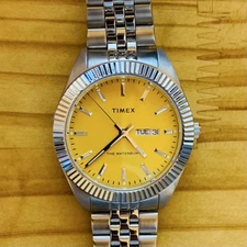 Timex Waterbury Legacy TX-TW2V18000 Yellow Dial Stainless Steel w/ Box Used
