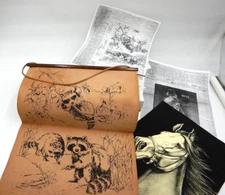 2 VTG Tri-Chem Liquid Embroidery-Velvet Horse 7256 & Cork/Leather? Raccoons 2388