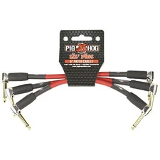 Pig Hog Lil' Pigs 6" Vintage Patch Cables (3-Pack), Candy Apple Red  (PHLIL6CA)