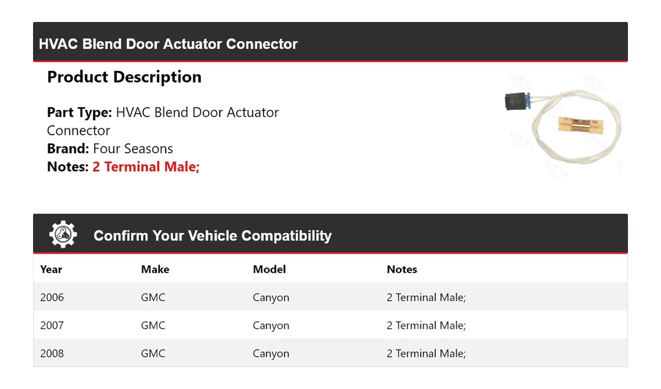Conector atuador de porta mistura HVAC para 2006-2008 GMC Canyon 4 estações 2007 - Imagem 2 de 4