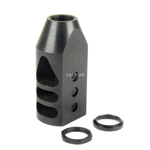 TACFUN 2.1" Short Muzzle Brake - 5/8x24 TPI For .308 / 300BLK Rifles - Black Steel