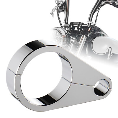 Silver 1 1/8 Inch Clutch Throttle Cable Brake Line Clamp Kit for Harley Yamaha