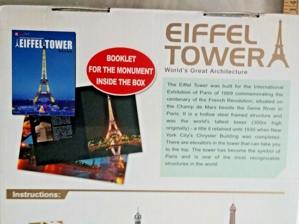 CUBIC FUN 3D PUZZLE 82 pc easy PARIS EIFFEL TOWER Item #CFMC091H 30.7"tall 4 hr - Image 3 of 4