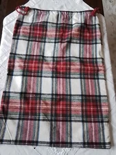 Holiday Tartan Plaid 100% Cotton Lined Drawstring Gift Sack Bag 28" X 20" EUC