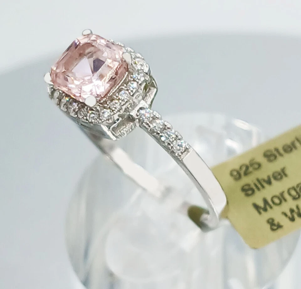 ANILLO MORGANITA Y ZAFIRO BLANCO GENUINO 0,92 quilates plata .925 - Nuevo con etiqueta Foto 4 de 4