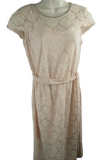 Jessica Simpson peach lace overlay over cami slip dress sz 4 midi keyhole back