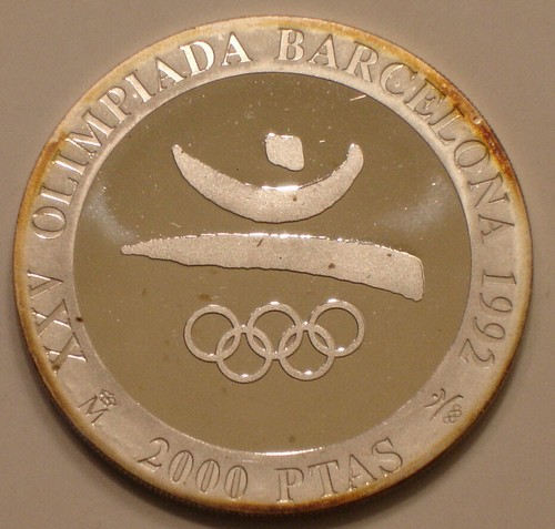 1990 Silver 2000 Pesetas of Spain original Gem PROOF - Picture 2 of 2