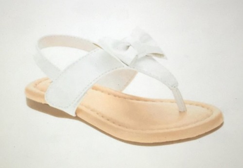 Girls Flip Flop White Sandal Size 2 Dressy Healthtex Patent Leather Bow New - Picture 1 of 1