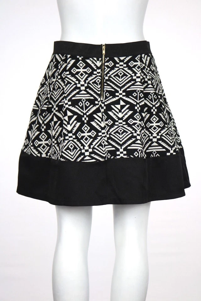 Ya Los Angeles Skirt Size L Black White Pleated Cotton Above Knee Casual - Image 2 of 4