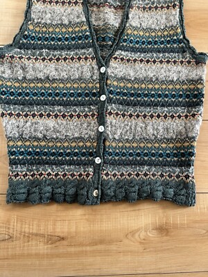 Sweater Vest Vintage Granny Crop Cambridge Large Cottage Green 90s