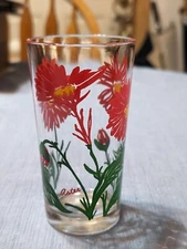 Vintage Boscul Red Aster Peanut Butter 5" Drinking Glass