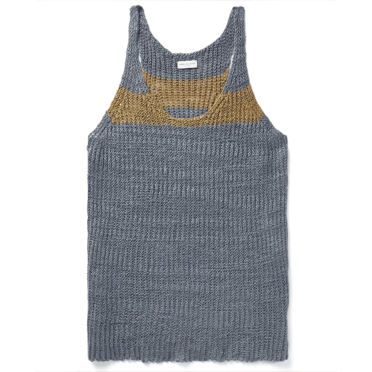 Dries Van Noten Rib Open Knit Tank Top M/L Chunky Linen Dries Van Noten Rib Open Knit Tank Top M/L Chunky Linen