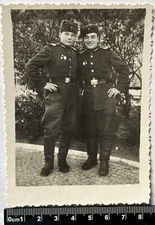 Two handsome young men in uniform, soldiers, couple, closeness Old Photo