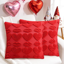 Valentine'S Day Decoration Pillow Covers, 18 X 18 Inch Set of 2 Red Love Heart