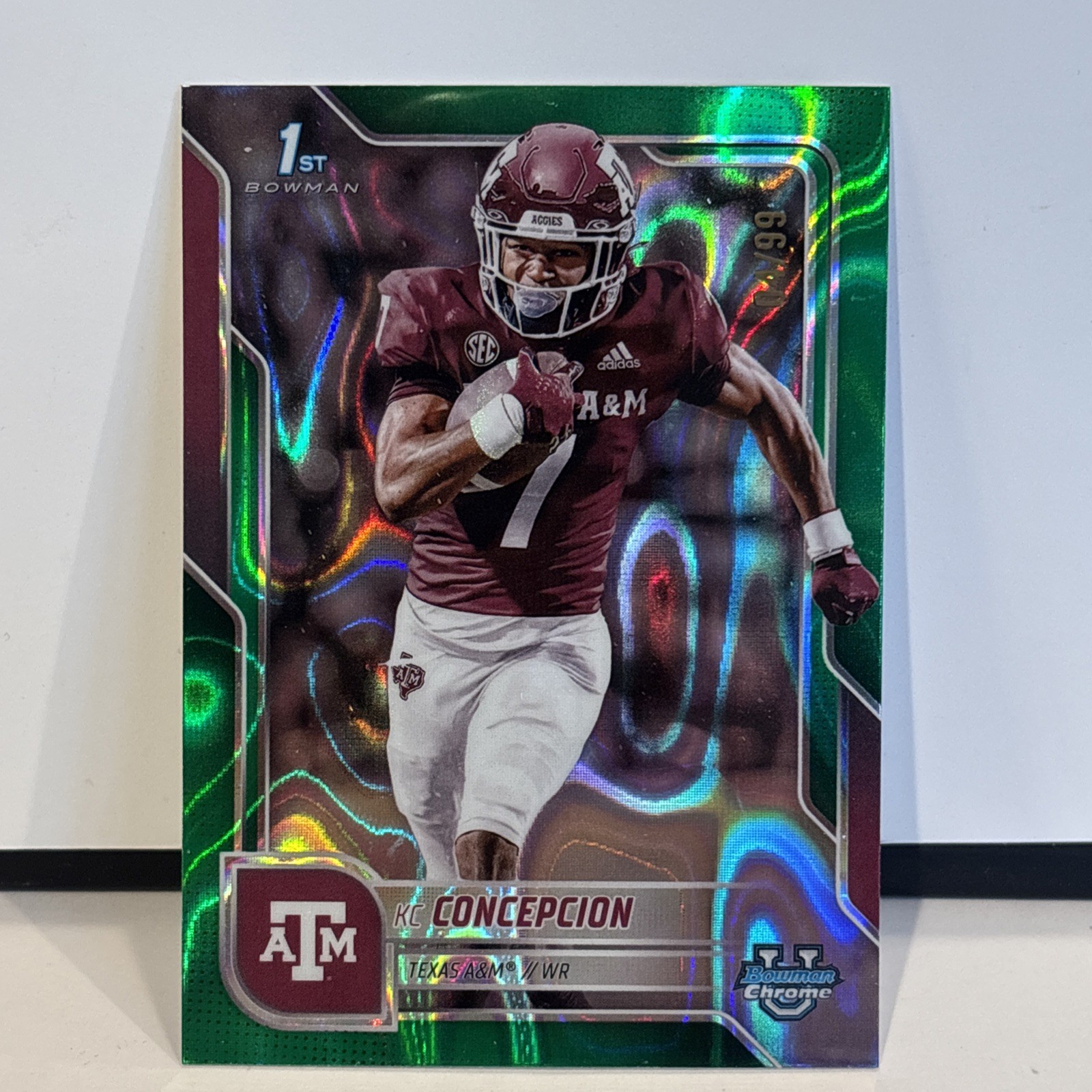 2025 Bowman Chrome U KC Concepcion 1st Green Lava Refractor /99 Texas A&M rookie