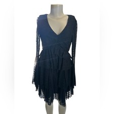 Chelsea & Violet Black Lace Ruffled Wrap Dress