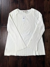 NWT LOFT Women's Size Medium Bell Sleeve Boat Neck Cream Knit Tunic Sweater