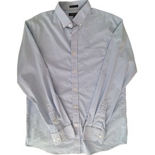 Banana Republic Mens Slim Flex Fit Gingham Tech Stretch Cotton Shirt Blue M.A250