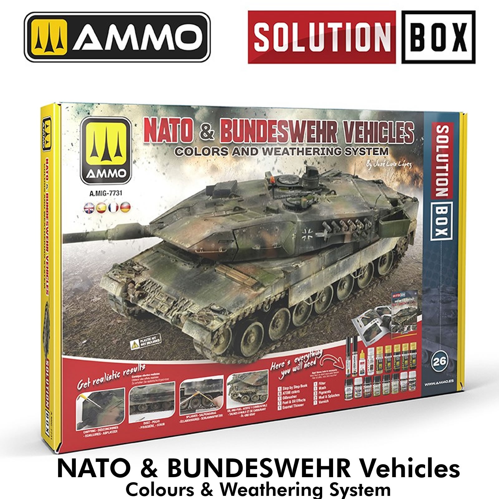 SOLUTION BOX 26 NATO & BUNDESWEHR vehicles Weathering AMMO Mig Jimenez MIG7731