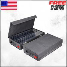 Upgrades Audio Cassette Tape Storage Box Racks Holder W/Lid 16.34x9.25x3.4" 2PK