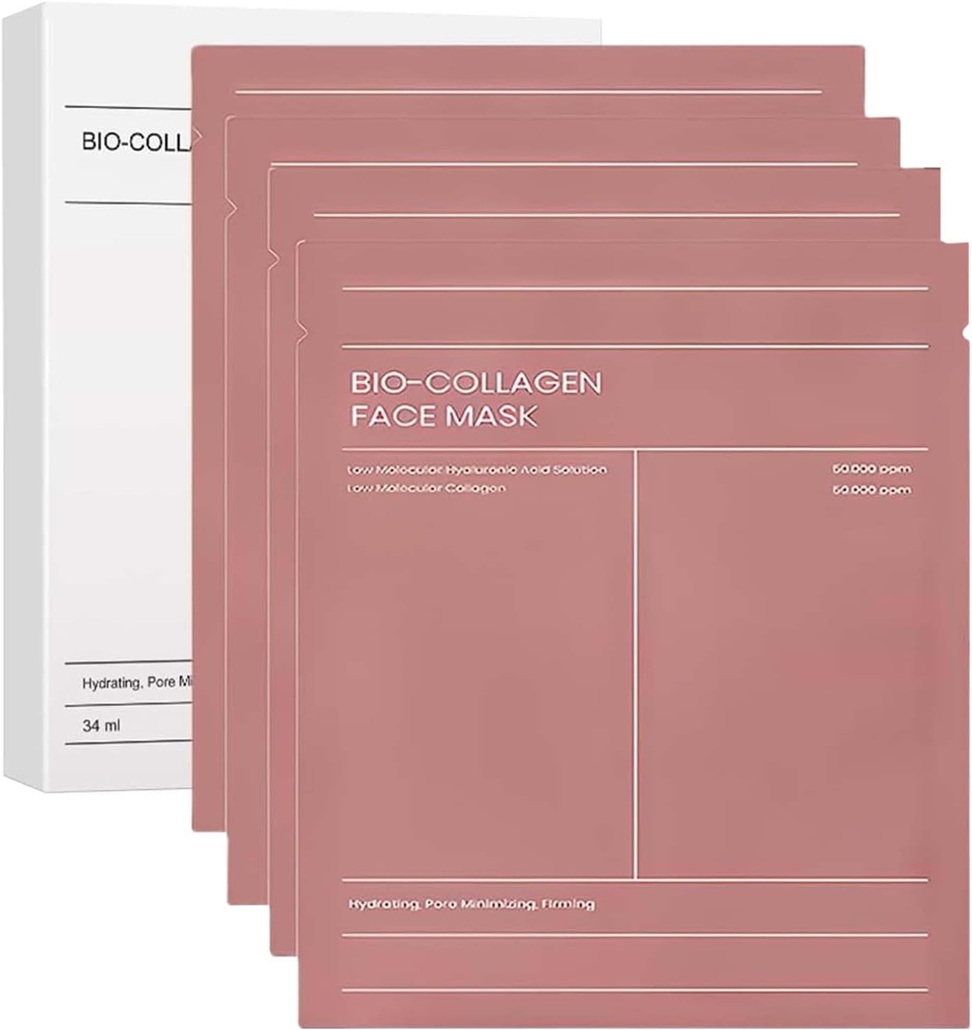 Bio Collagen Face Mask, Hydrating Overnight Sheet Mask for Deep Skincare, Real