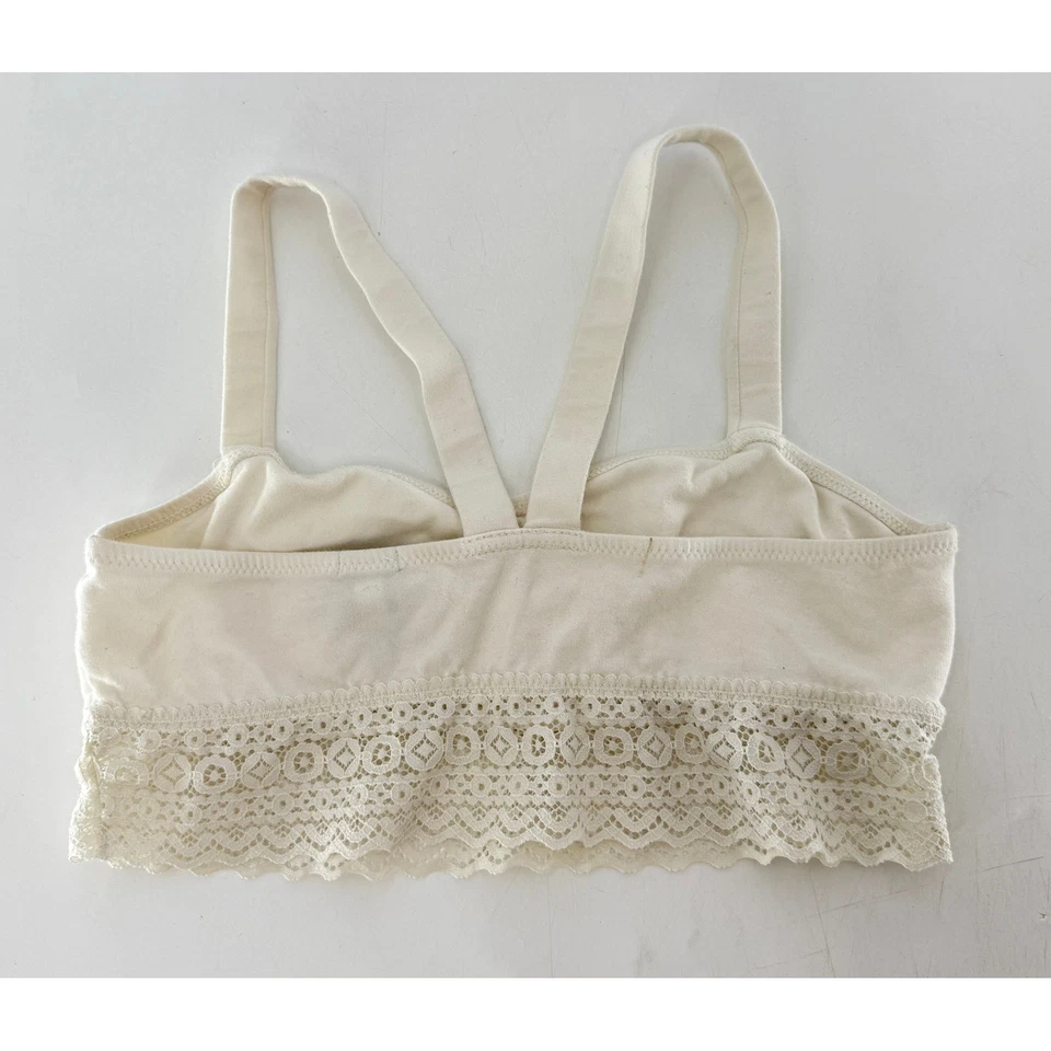 Aerie Lace Trim Bralette Top Ivory Cream Sz M Casual Comfy Y2K Vibes Boho - Image 4 of 4