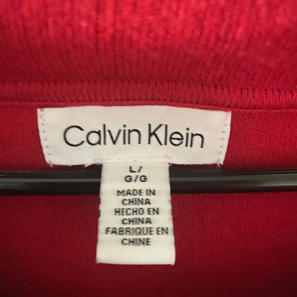 Suéter feminino Calvin Klein manga comprida gola alta tamanho G vermelho pulôver de férias - Imagem 4 de 4