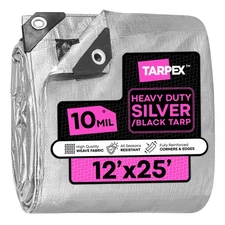 TARPEX - 10 Mil Silver Black Heavy Duty Poly Tarps 12' x 25'