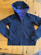 Lululemon Womens Full Zip Scuba Hoodie Jacket in Black With Purple GUC size 8