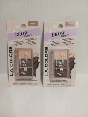 2pk LA COLORS C69105 UNIVERSAL BROWN FILL DEFINE HIGHLIGHT BROW POWDER COMPACT