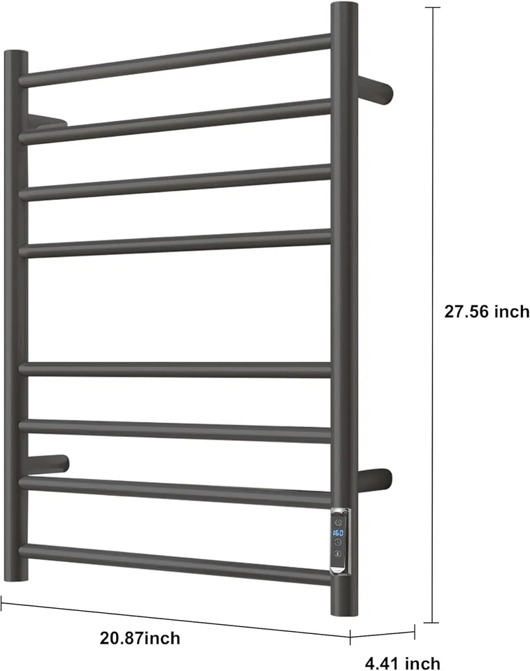 NUEVO TOALLERO TÉRMICO 8 bares - control temporizador/temperatura, acero inoxidable negro mate Foto 3 de 4