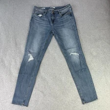 Vigoss Distressed Jagger Skinny Blue Jeans Women’ Size 33 (34x30) Stretchy Denim