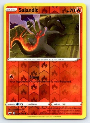 Pokemon Salandit SWSH01: Sword & Shield Base Set SWSH01 Reverse Holo 027/202 LP - Image 1 of 2