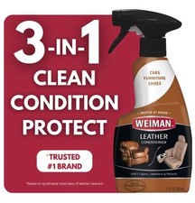  2 pack Weiman 3-In-1 Leather Cleaner  Conditioner for Furniture, Car Seats