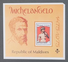 Mayfairstamps Maldives Michelangelo 500th Birth Anniversary Sheet cca_98547