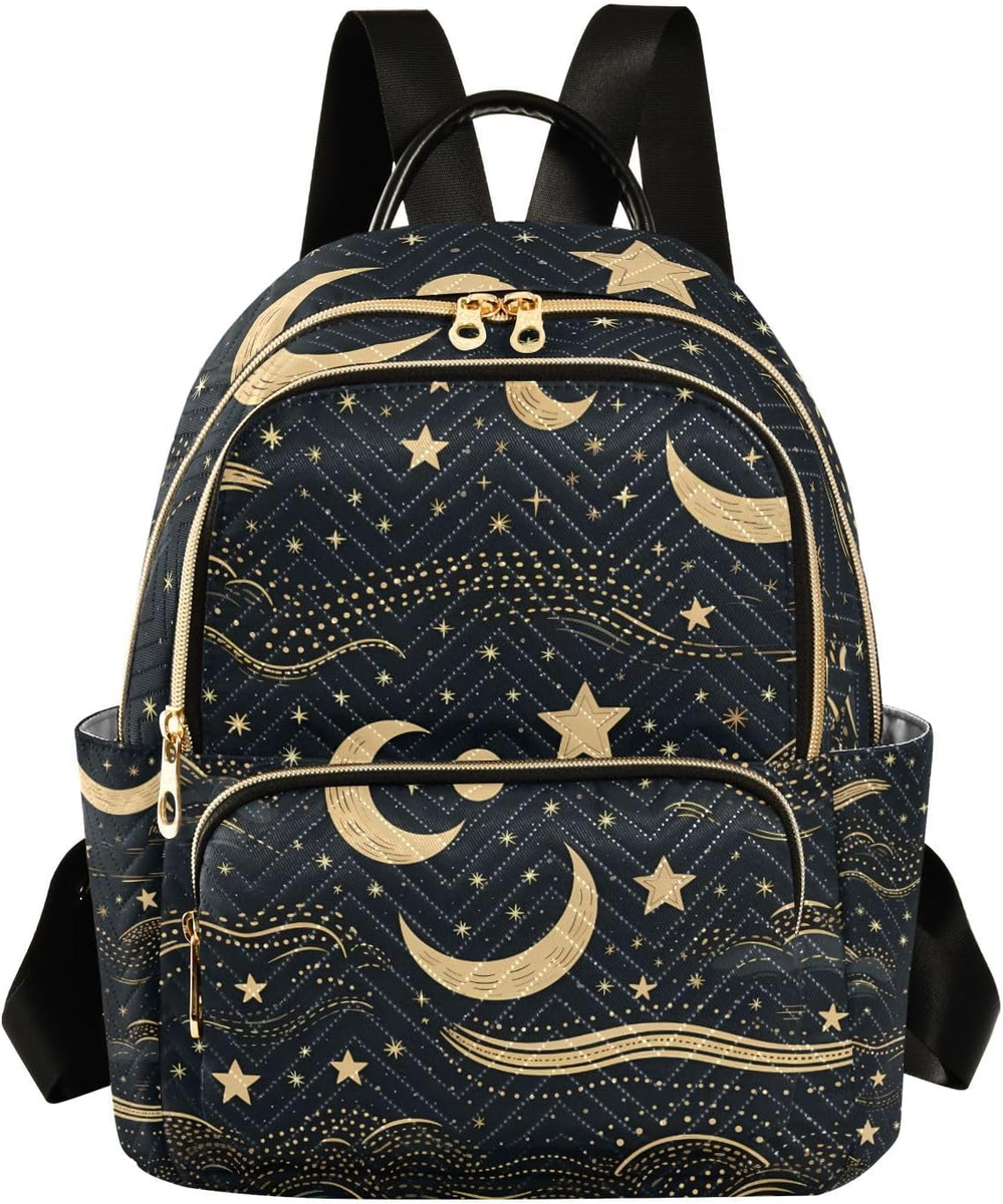 4001 Indian Sun and Moon Star Mini Backpack Purse Travel Bag Lightweight Moon & Stars Backpack – SPECTRUM-INDIA main image 2