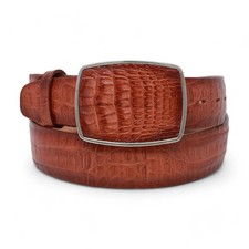 HANDMADE LOS ALTOS COGNAC 2 GENUINE CAIMAN CROCODILE BELLY WESTERN COWBOY BELT