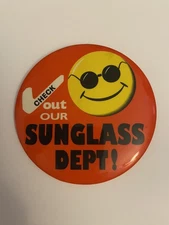 Wal Mart Check Out Our Sunglass Dept Pin Back Button P101