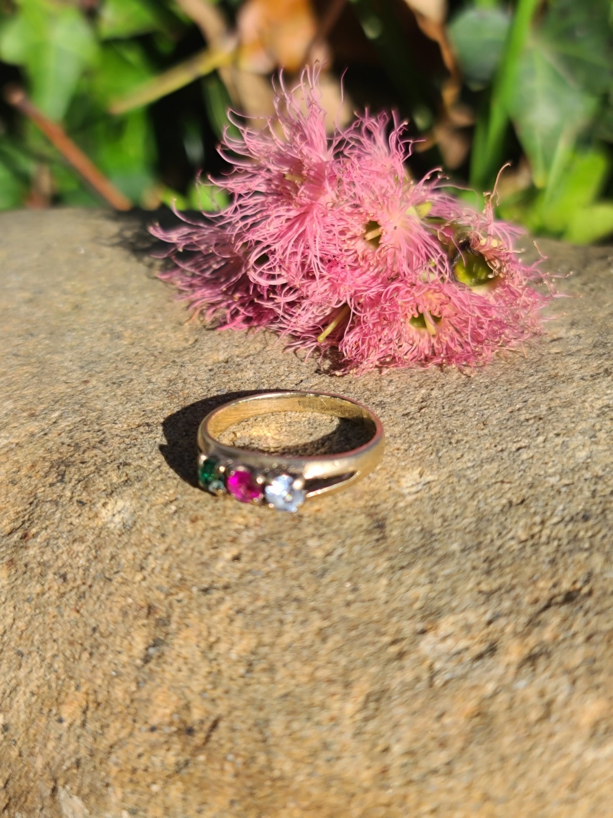 Vtg 10k Solid Yellow Gold Ruby Topaz Tourmaline R… - image 3