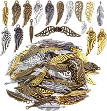 100 Pieces Mixed Colors Alloy Angel Feather Wings Charms Pendants Jewelry Findin