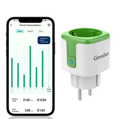 GREENSUN WLAN Steckdose Smart Plug Strommessung App Steuerung Vesync 16A 3500W