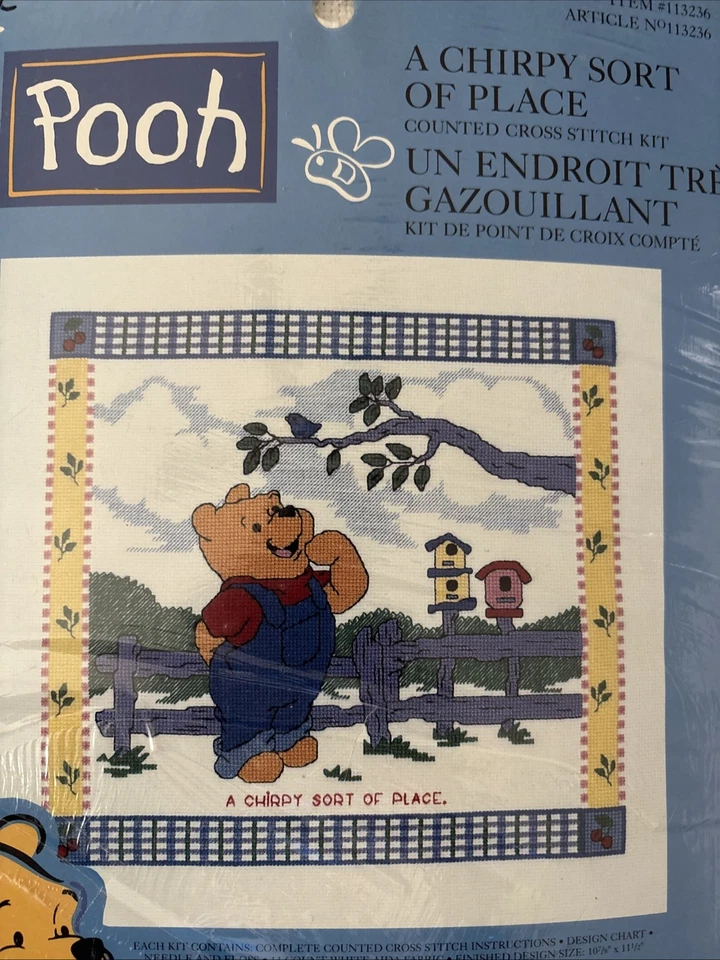 Leisure Arts ~ POOH - A CHIRPY SORT OF PLACE Cross Stitch Kit #113236 New Sealed - Image 2 of 3