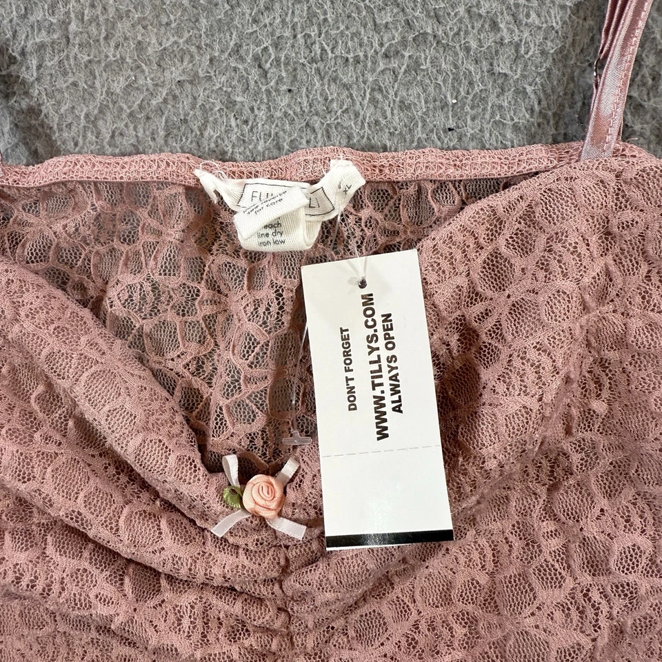 Camiseta sin mangas FULL TILT rosa para mujer XL playa verano coqueta costera Y2K babydoll lazo Foto 2 de 4