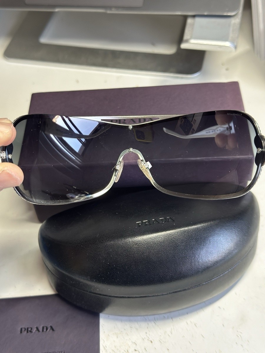 VERY RARE VINTAGE PRADA SHIELD SUNGLASSES SPR 62H 1BC-1A1 | eBay