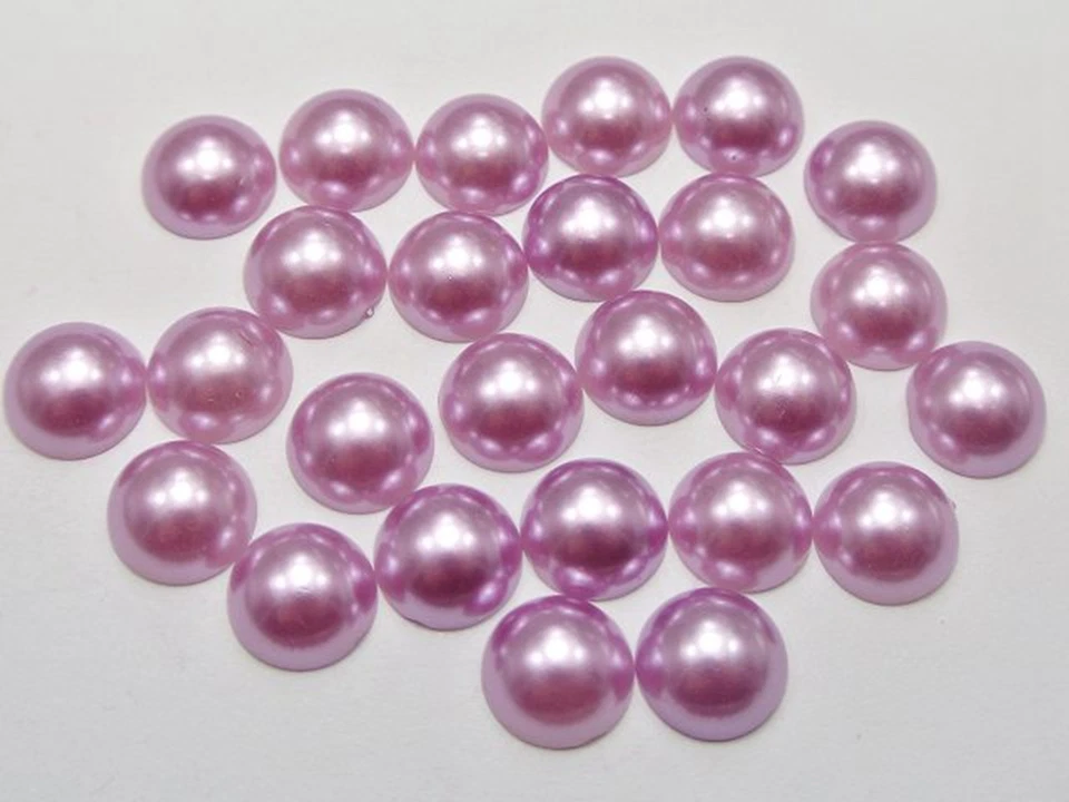 100 Purple Color Acrylic FlatBack Half Pearl Bead Flat Back 12mm Scrapbook Craft - Image 2 of 4