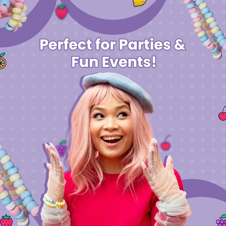 Candy Necklace - Bulk Candy Individually Wrapped - Gluten Free & Vegan, Fruit Fl - Image 4 of 4